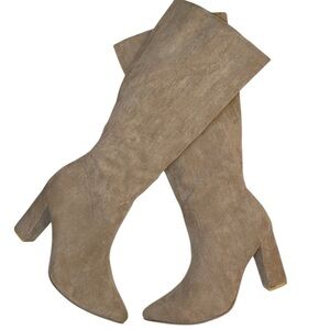 TALL DRESS BOOTS NWOT Knee-Hi Women’s Faux Suede Dress Boots Taupe SZ 8-1/2